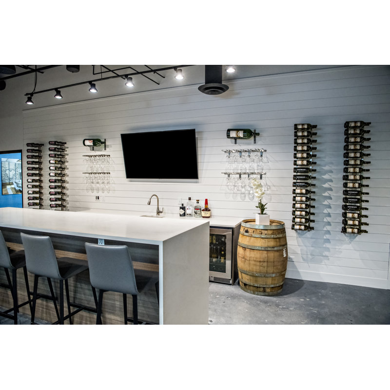 Indurial Wall Mounted Wine Bottle Rack, Brushed Nickel