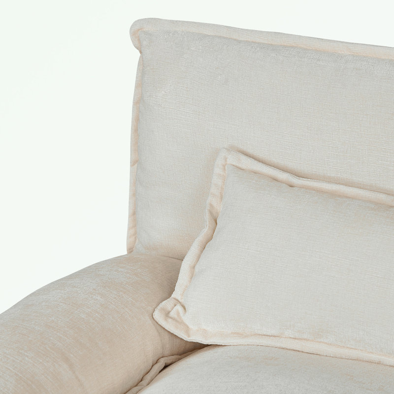 Canapé modulaire en U avec 2 repose-pieds et coussin moelleux, Chenille beige