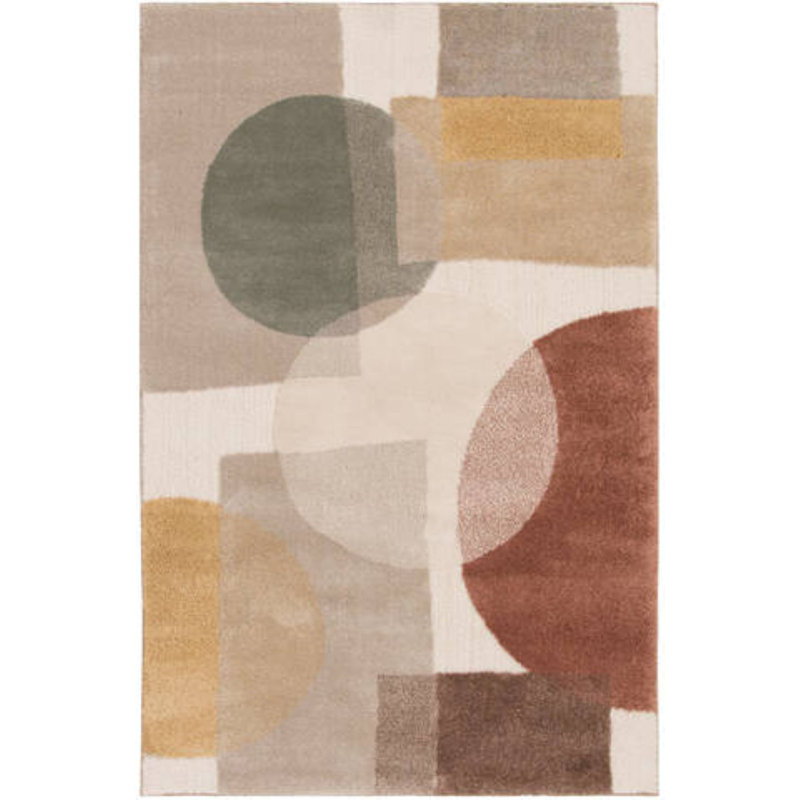 Brayden Studio Hamadi Aslan Beige/Multi 5 ft. x 7 ft. 6 in. Geometric Indoor Polyester Area Rug, Rectangle 5' x 7'6"