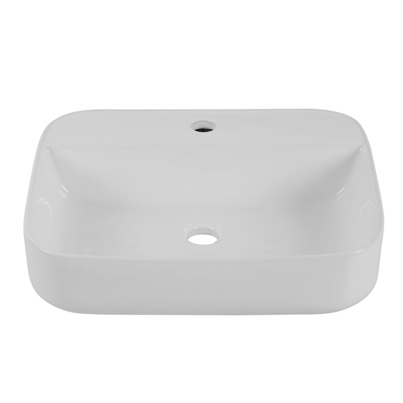 Lavabo de salle de bain rectangulaire en céramique blanche avec trou pour robinet 20,5 "x 16" x 5 "