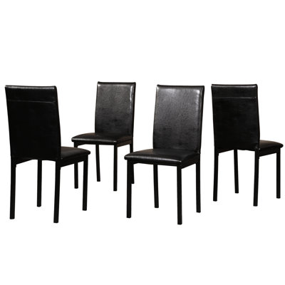 Of 4 Dining Chairs In Black - Faux Leather Seats & Stable Metal Frame 4, Seat Combination