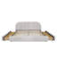 Structure de lit plateforme grand tapissier avec 4 tiroirs de rangement à roulettes, grande tête de lit courbée, tissu bouclé minimaliste moderne