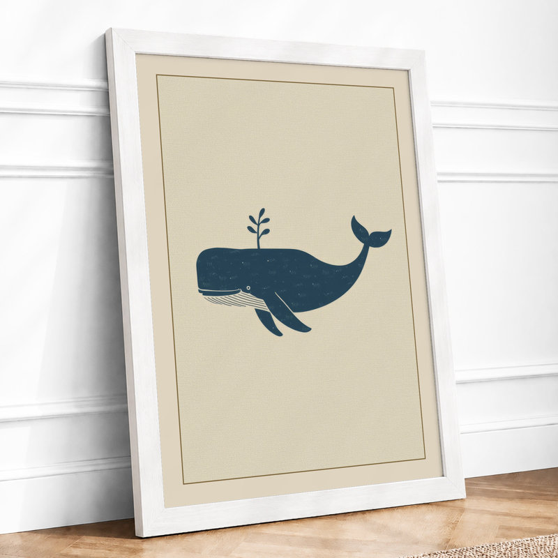 Whale Profile Modern - Framed Print, A2 - 59.4 x 42.0 cm, White