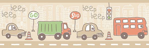 Papier peint à bordure de style paysages 15 pi x 6,75 po the soleil beep, Taupe