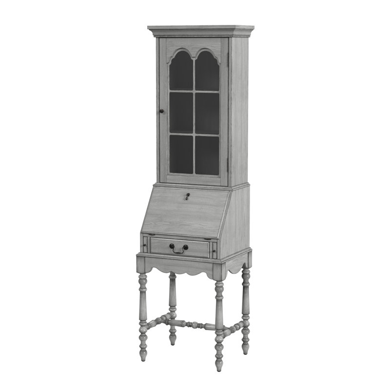Shaila Secretary Desk with Hutch, Gray