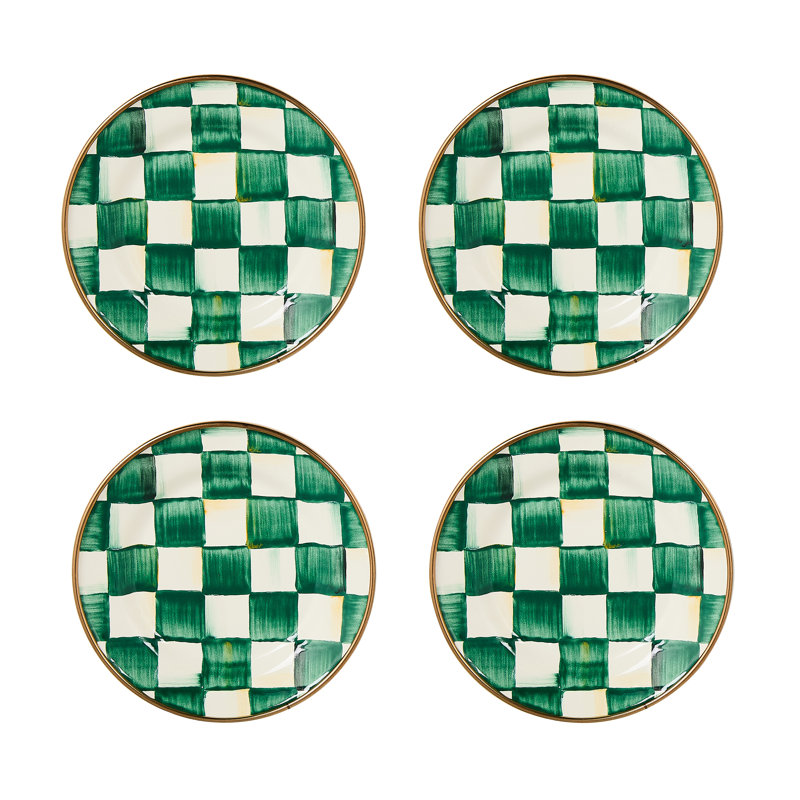 Emerald Check Appetizer Plates
