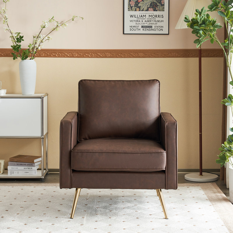 Fauteuil club Bakker, Similicuir brun café