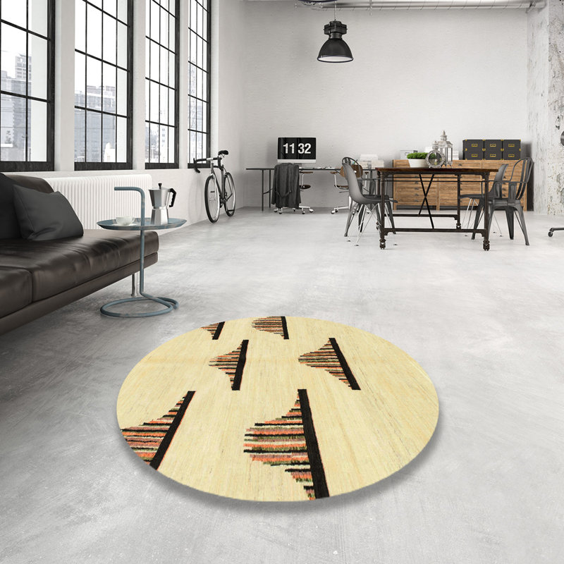 Tapis décoratif multicolore à motif abstrait, Rond 3 pi
