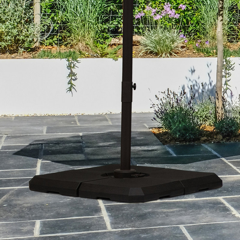 Poids de la base du parasol robuste et décalé - 176 lb avec de l'eau, 264 sable, capacité de support en porte-à-faux, noir, eau ou sable facile à remplir