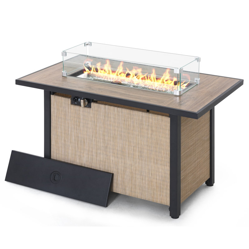 Outdoor 43’’ Fire Pit Table, 50,000 Btu Propane Fire Pit With Wind Guard