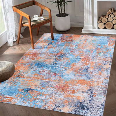 Tapis 5X8 pour les espaces de vie - Lavable à la machine, antidérapant, à poils courts, ne perdant pas ses poils, chenille douce pliable, chambre à coucher, cuisine, animaux de compagnie et Pleasant