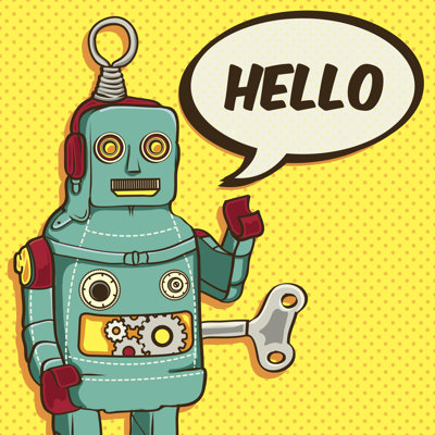 Keverian " Vintage / Retro Robot Vector Illustration For Greeting Card "