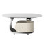 Table basse ovale moderne de 39,4 po avec rangement, plateau en pierre frittée et roulettes verrouillables-1499396269