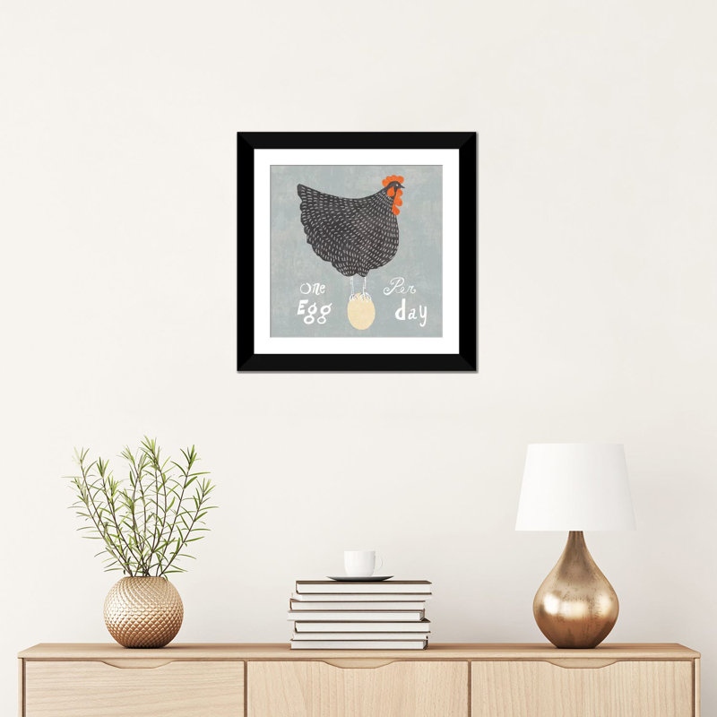 «Fresh Eggs I» par Sue Schlabach, impression sur toile tendue, H 24 po x l 24 po x P 1 po, Papier d'art encadré noir, Blanc