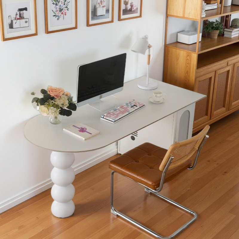 Light French style home desk and chair set, White