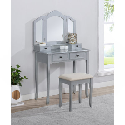 Ensemble coiffeuse et tabouret en bois Sanlo