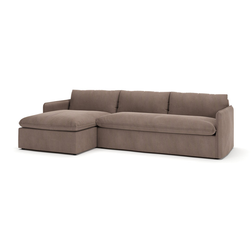 Canapé modulaire 2 pièces Bellatrix, Velours Bella Performance cacao Bella, Orienté à gauche (vu de face)