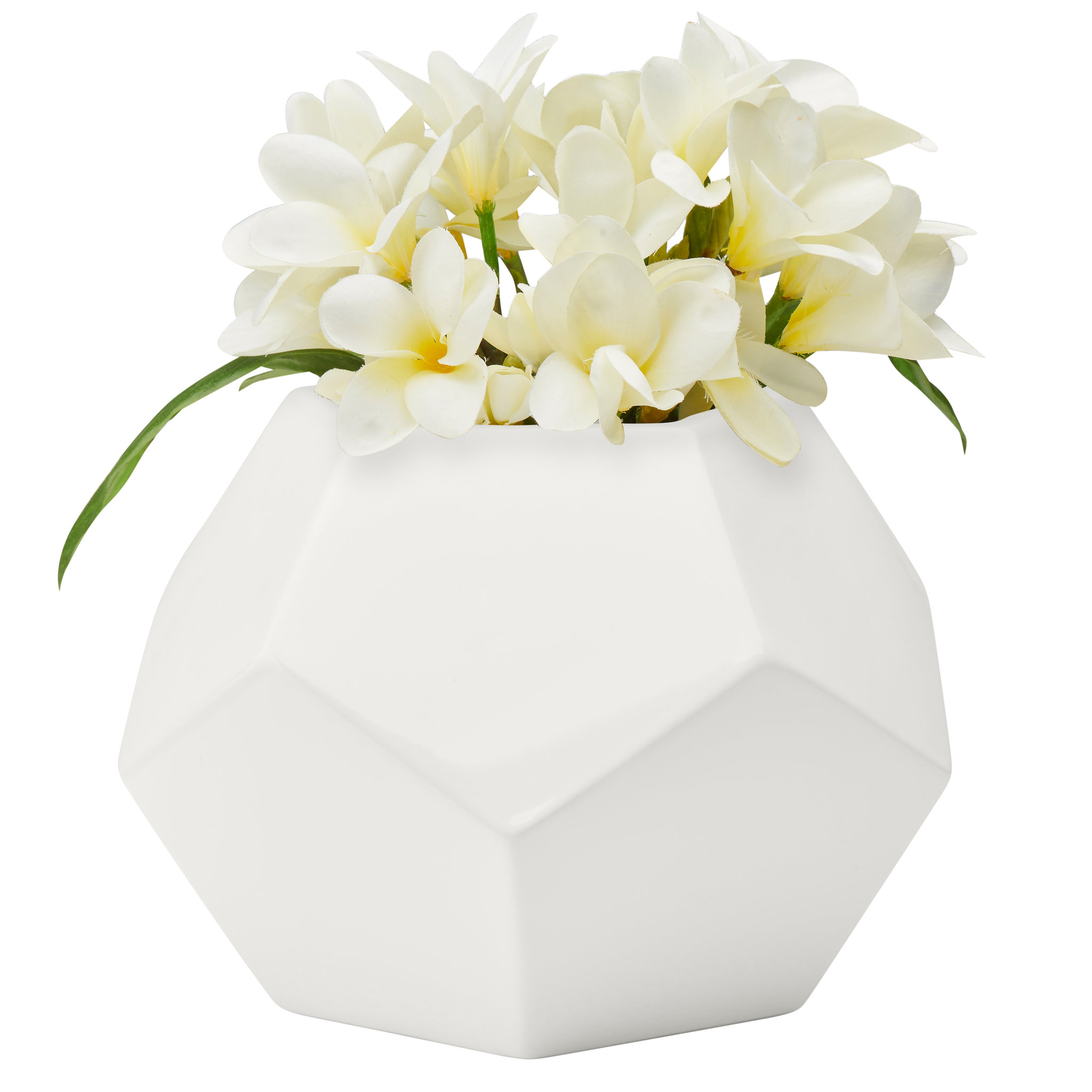 Contemporary White Ceramic Unique Geometric Shaped Table Vase Flower Holder Corrigan Studio