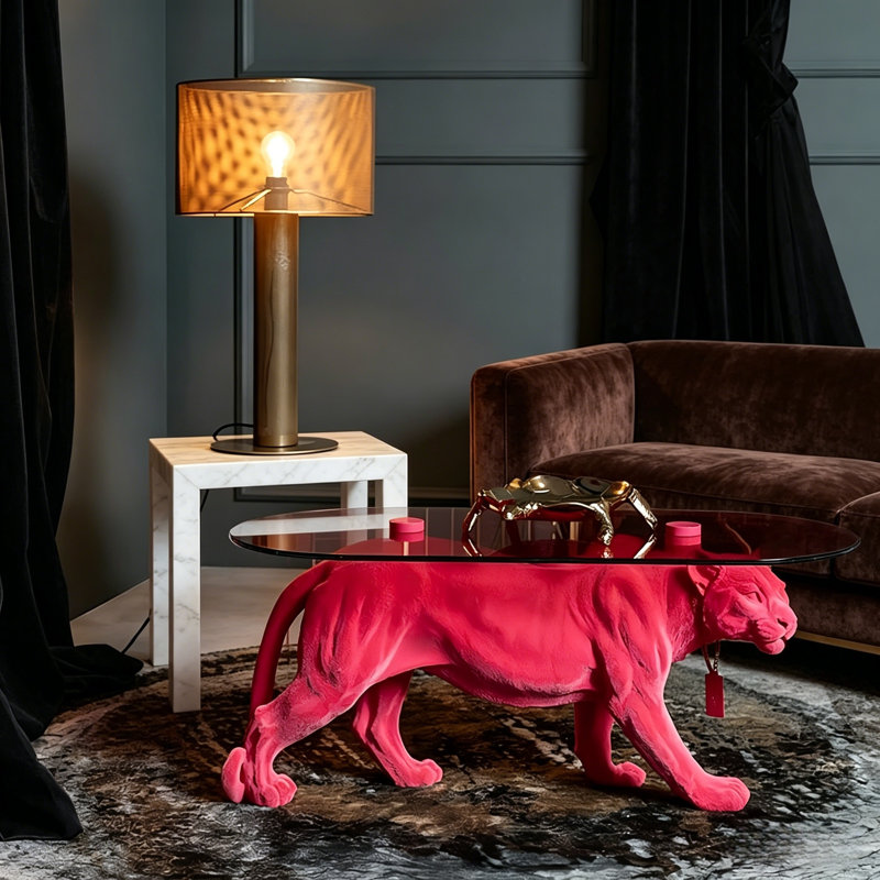 Table basse Panther Sculpture, Rose