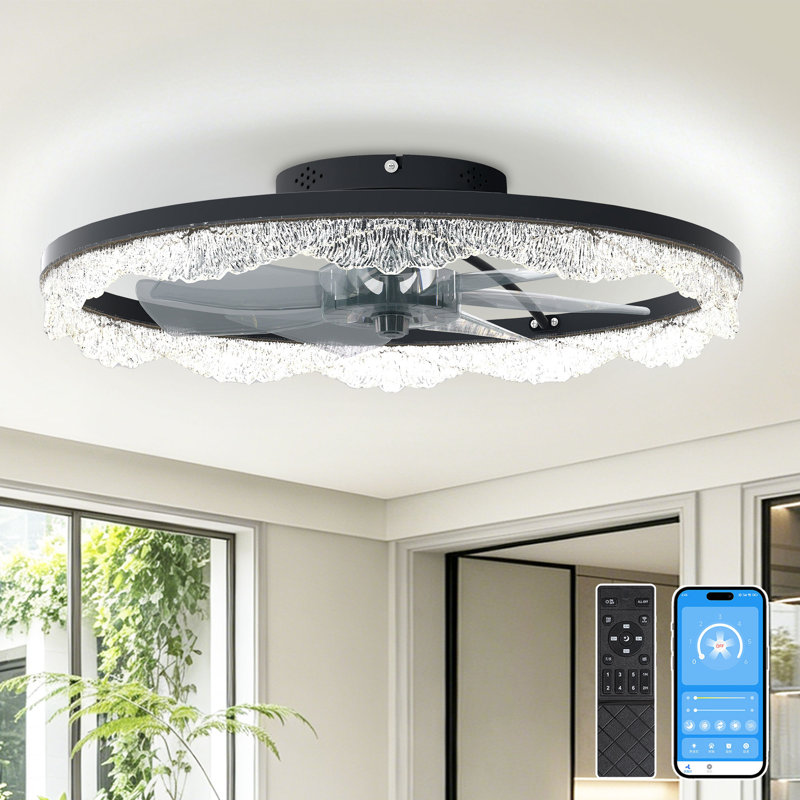 24" Modern Ceiling Fan with Dimmable LED Light, 24" Modern Ceiling Fan with Dimmable LED Light