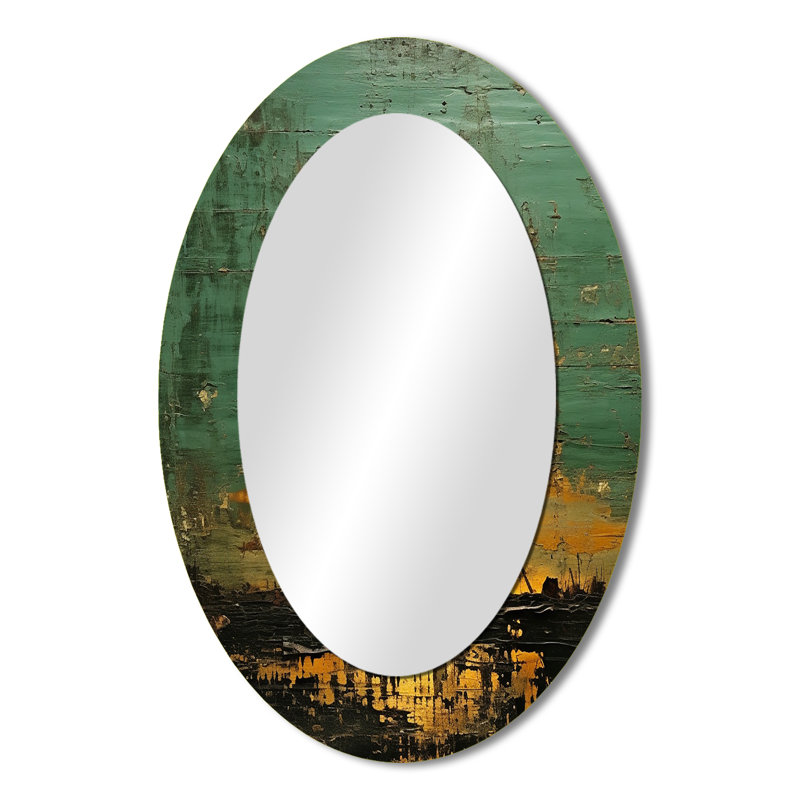 Golden Hour In The Antique Gardens - Grand miroir mural ovale sur métal, 36 po x 24 po
