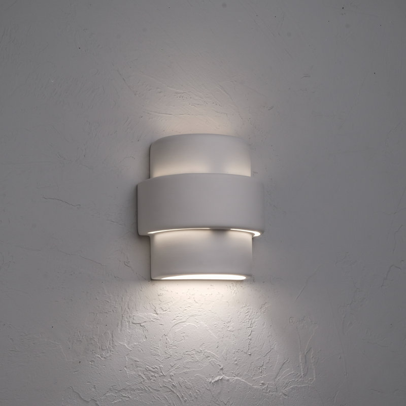 Chiyeko Ceramic Wall Light, LED Bulb Included, 9" H x 8" W x 5" D, White