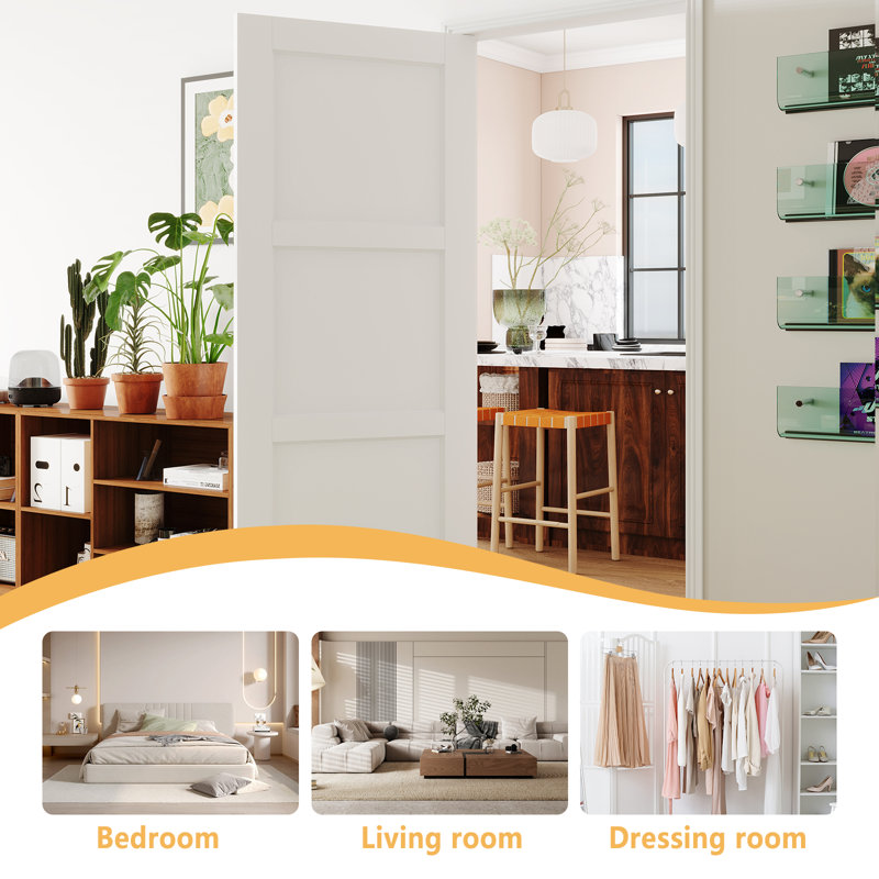 White 3-Panel Solid Pine Interior Slab Door, 30 x 80 inches