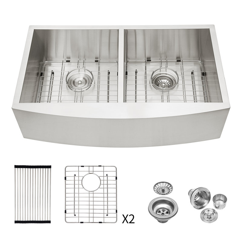 36'' L Farmhouse / Apron Double Bowl Stainless Steel Kitchen Sink
