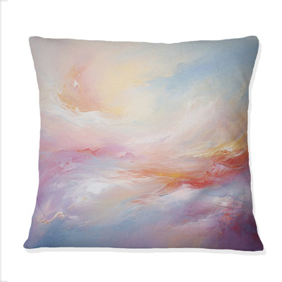 Coussin décoratif abstrait avec nuages roses et bleus - paysage romantique