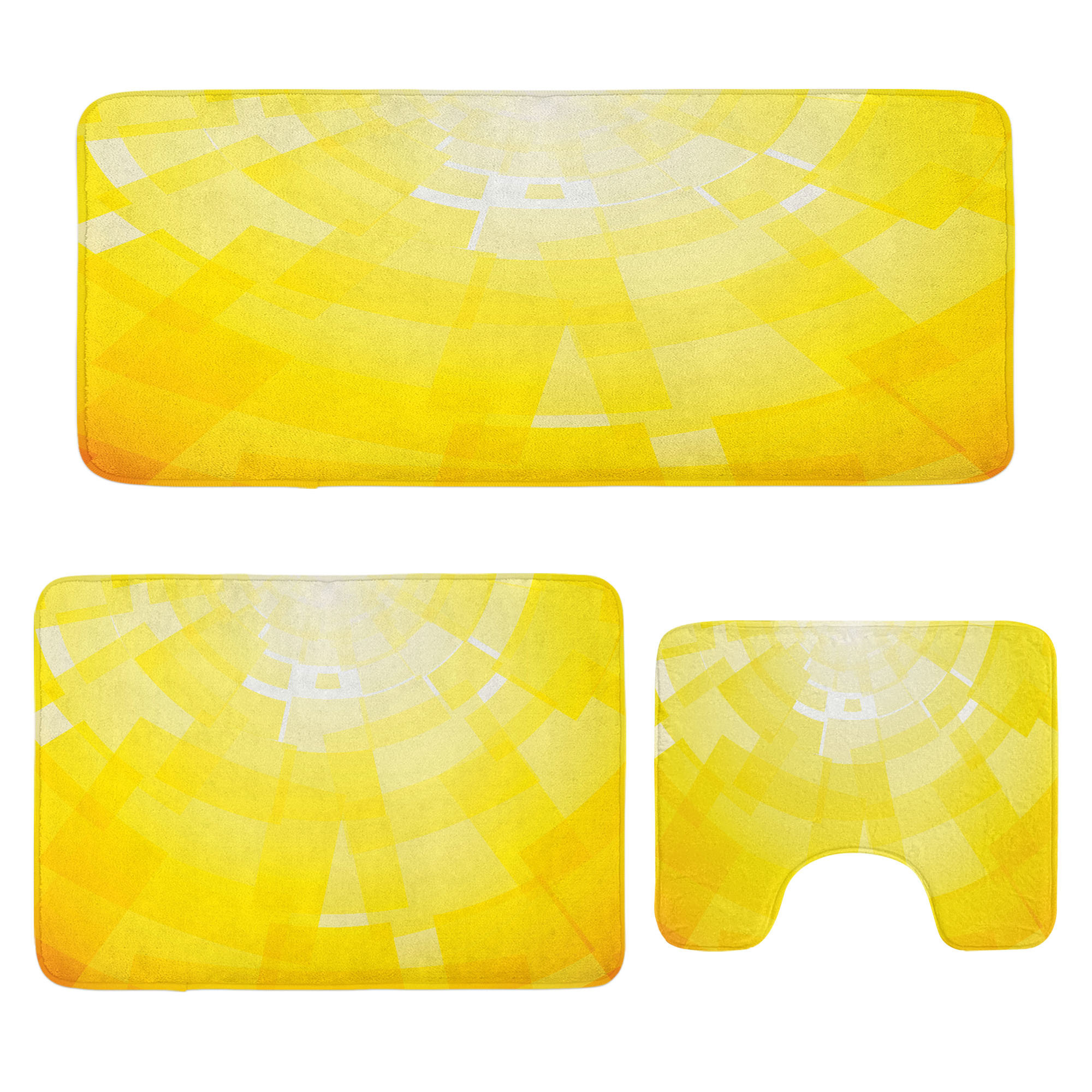 East Urban Home Yellow Bathroom Rug Set 3 Pieces UShape & Rectangle