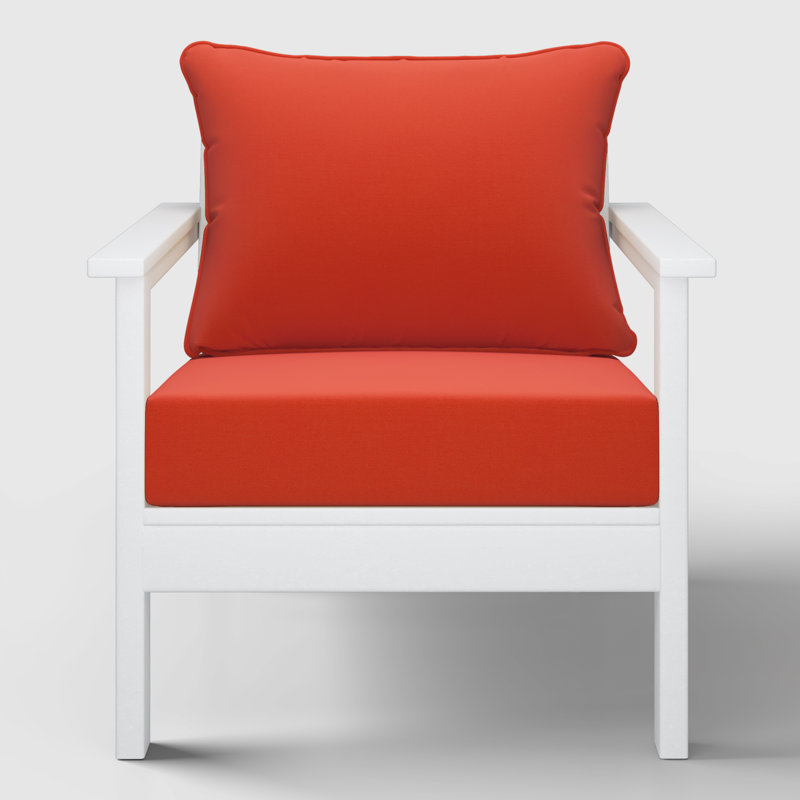 Chaise profonde avec coussins (ensemble de 2), Orange, Blanc