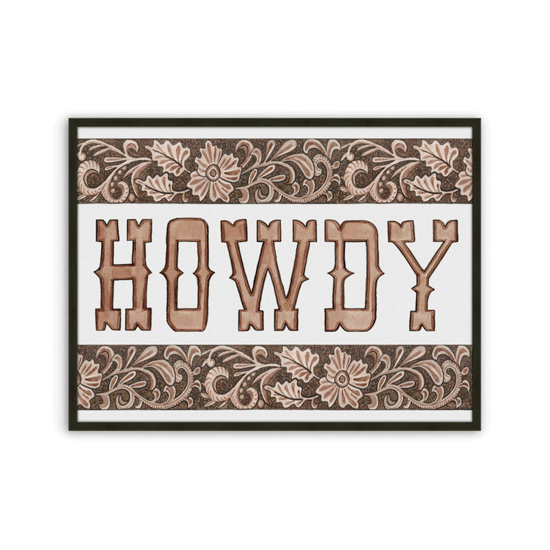 «Howdy» par Cindy Jacobs, reproduction d'art, 24 W x 18 H, Black, Framed Print