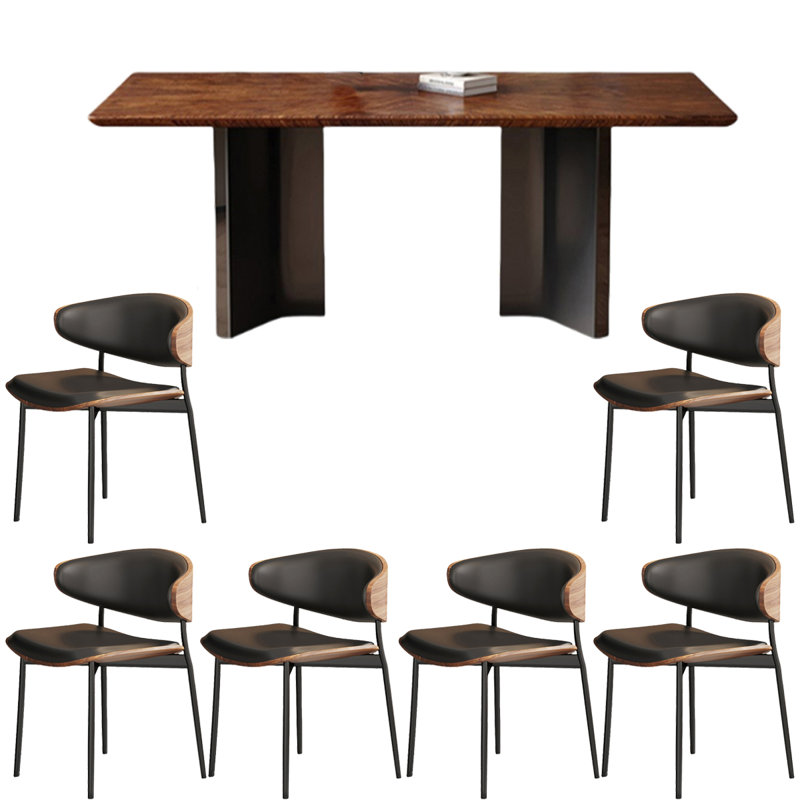 Table de salle à manger en bois massif rectangulaire en noyer noir, H 29,92 po x L 55,12 po x l 31,5 po