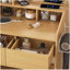Coiffeuse avec miroir lumineux à DEL, prise de courant, support pour sèche-cheveux et tabouret - Petite commode pour petite chambre à coucher (bois)