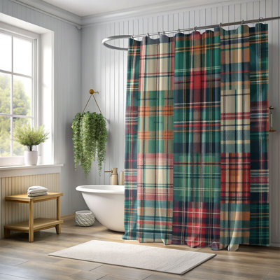 Rideau de douche standard 1 pièce Timeless Check Grids