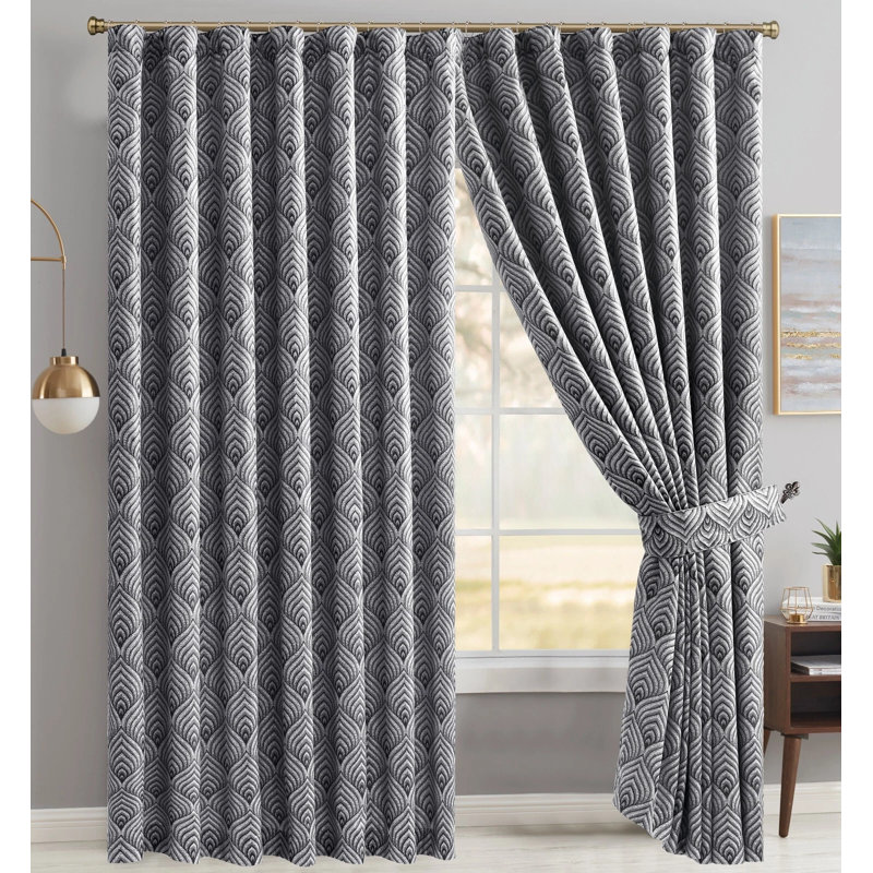 Cotton Blend Blackout Curtain Pair, 116.84 W x 228.6 D cm, Grey/White