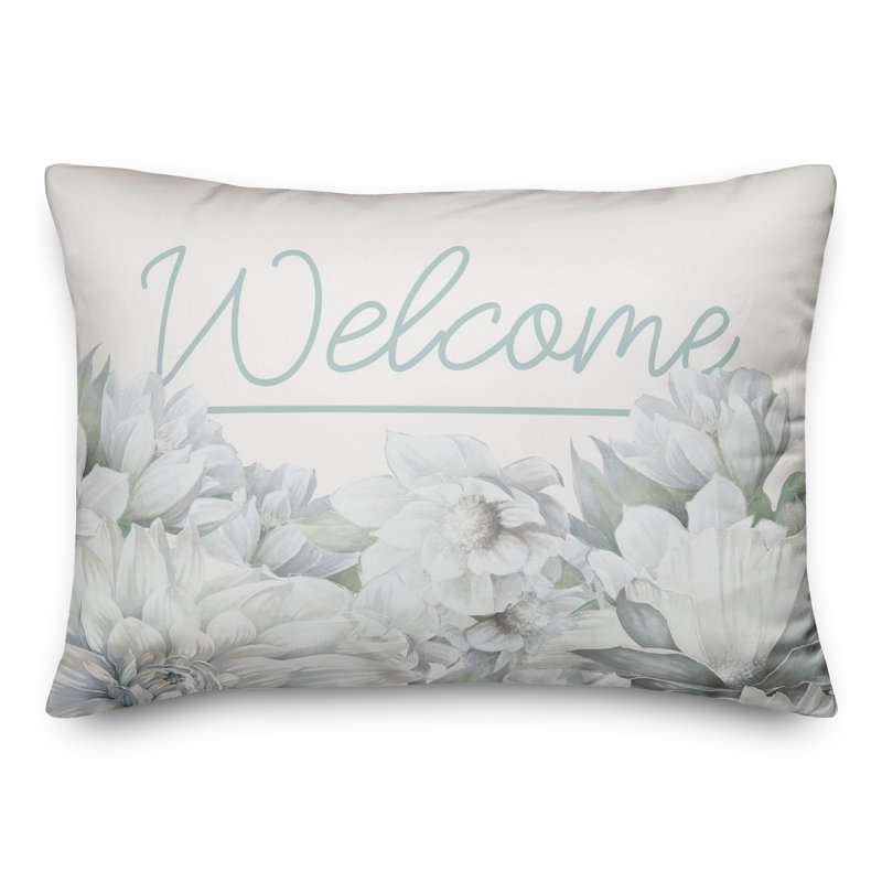 Housse de coussin rectangulaire et insert Welcome White Painted Dahlias 3