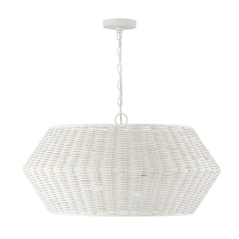 Luminaire suspendu blanc craie 6 lumières