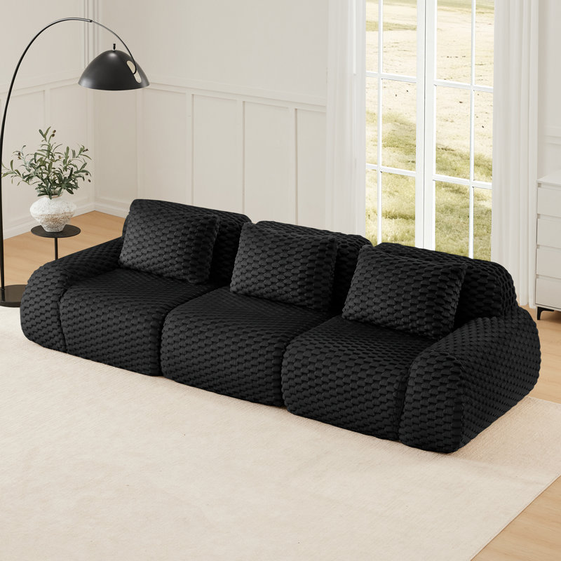 Canapé modulaire surdimensionné en flanelle 3 places Roomfitter, 3, H 33,1 po x l 114,2 po x P 41,3 po, Noir
