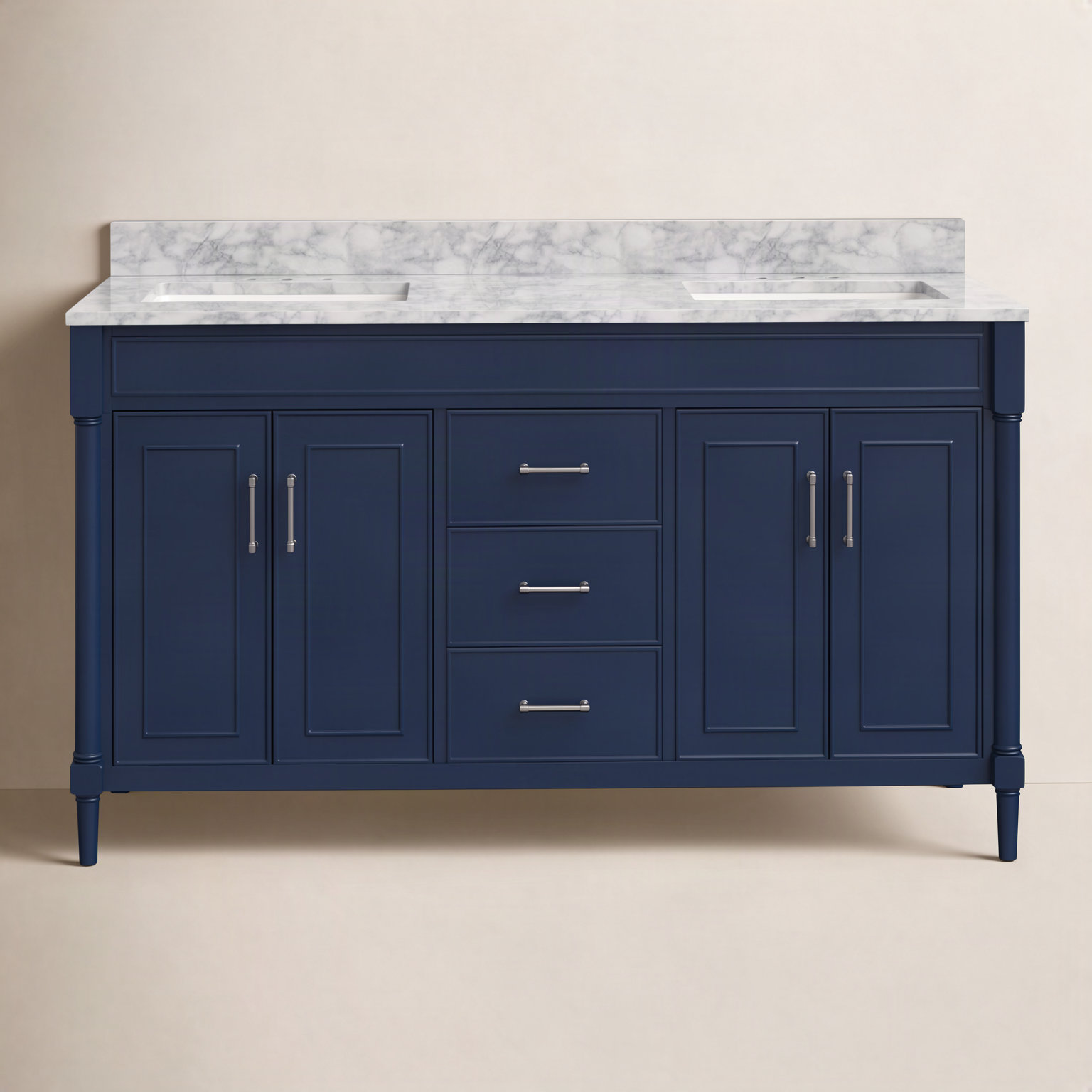 Addison 61'' Double Bathroom Vanity, Navy Blue