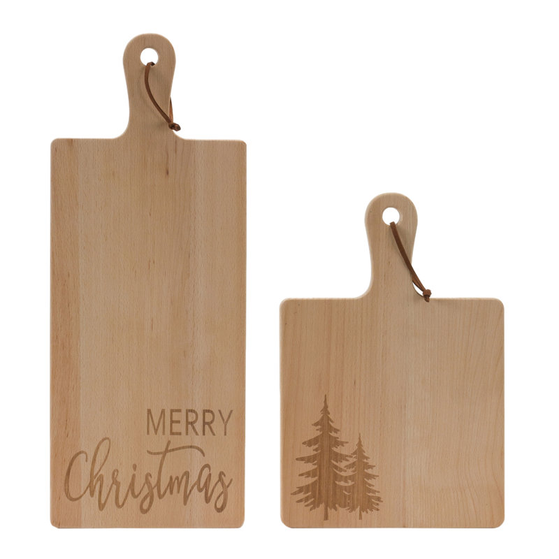 Planche à découper en pin Merry Christmas (ensemble de 2)