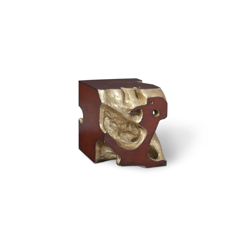 Gold Leaf Resin Freeform Decorative Stool