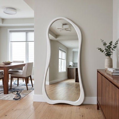 Curved White Wood Full Length Mirror