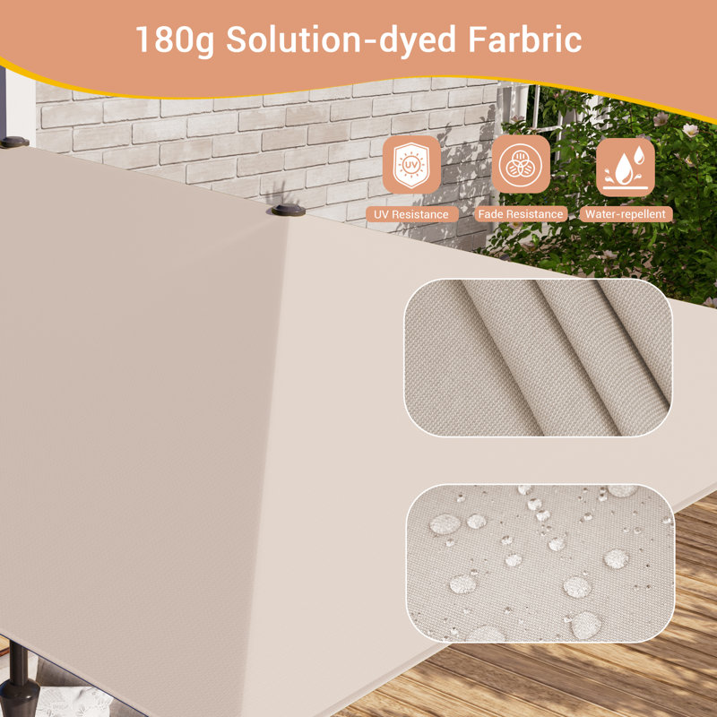 Parasol de patio à double face 10 x 6,5 pi avec grand auvent, Beige