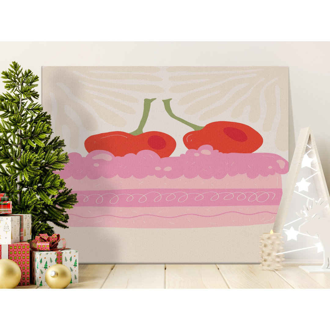 Sweet Pink Cherry Cake Canvas Print