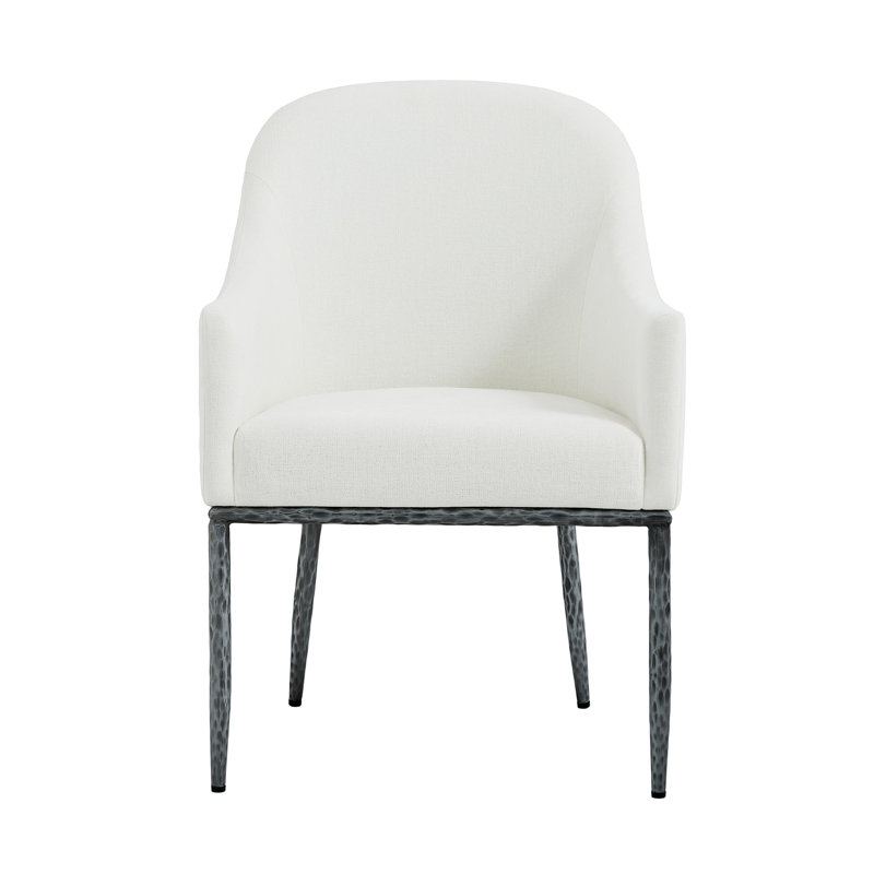 Fauteuil de salle à manger rembourré Urbam, 2, Coussin beige / structure en étain forgé
