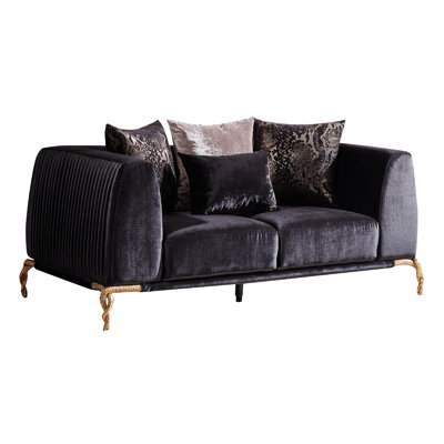 Chaise moderne en velours - tissu brillant, accoudoirs carrés, base en bois noir
