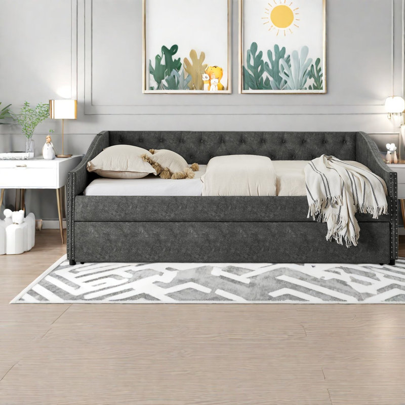 Space-saving Multifunctional Grey Beds With Usb, Modern Design