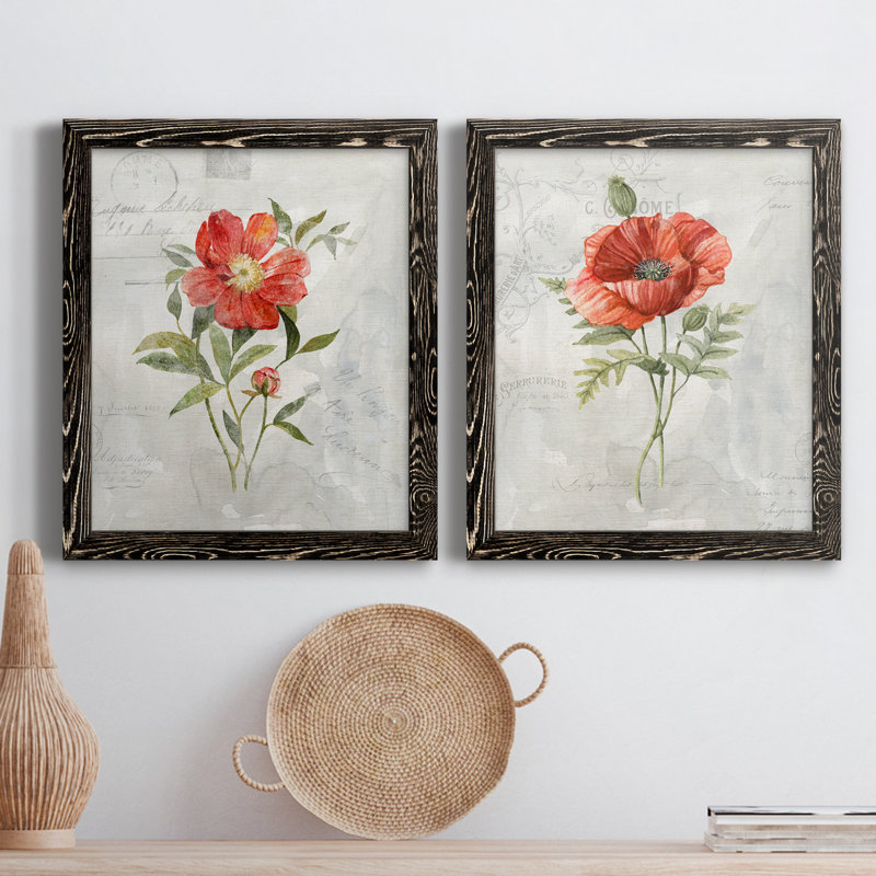 Lin pivoine - ensemble de reproduction d'art sur toile, H 43,5 po x l 31,5 po x P 1 po, Cadre noir