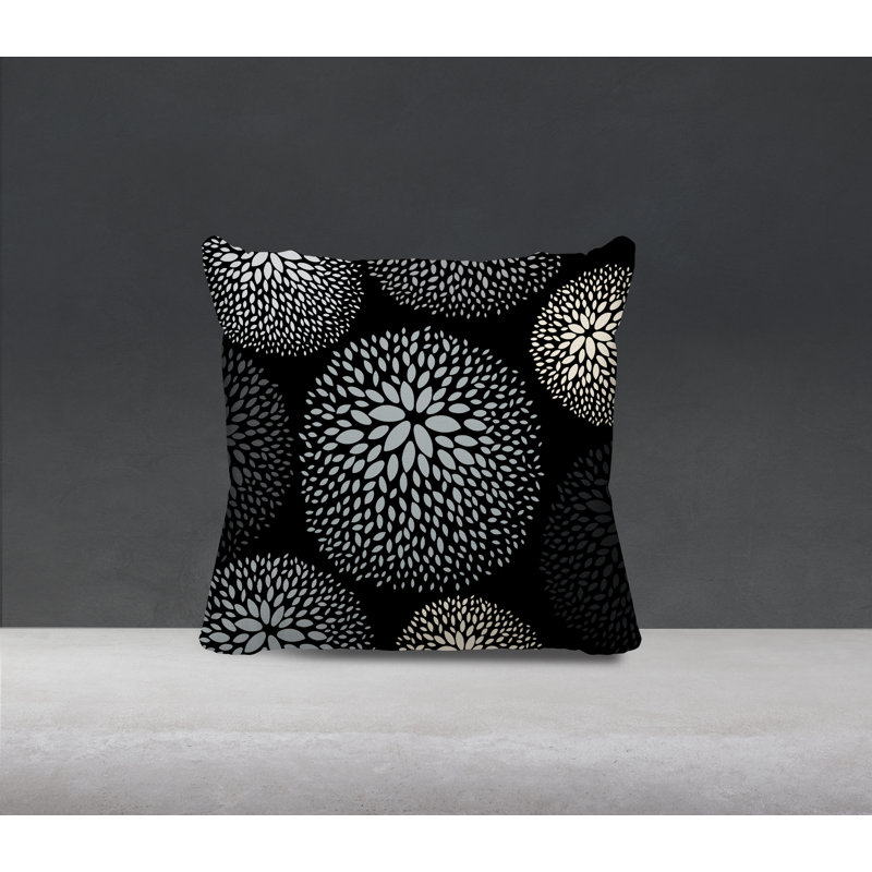 Housse et insert de coussin décoratif intérieur / extérieur Bavière, Gris / noir, H 19 po x l 19 po
